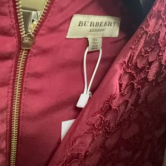 🚩steal Authentic Burberry Floral Lace Midi Dress in Deep Red - Picture 4 of 7